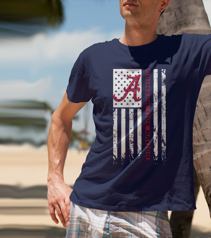 A Crimson Tide Nation Flag Stars Stripes Alabama T-Shirt