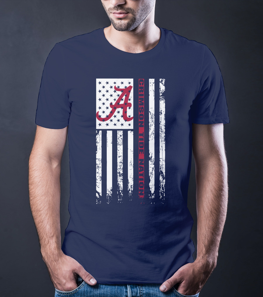 A Crimson Tide Nation Flag Stars Stripes Alabama T-Shirt