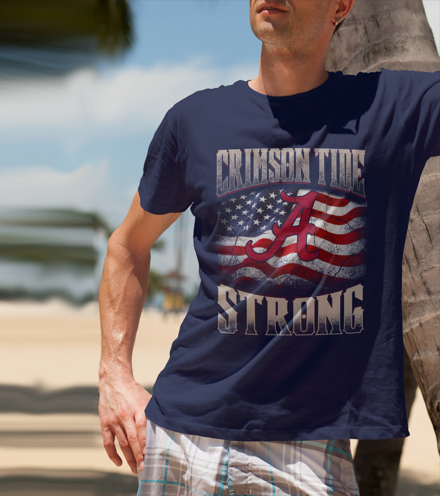 Crimson Tide Strong A American Flag T-Shirt