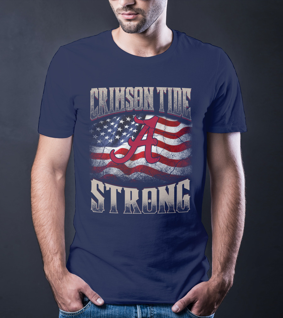 Crimson Tide Strong A American Flag T-Shirt