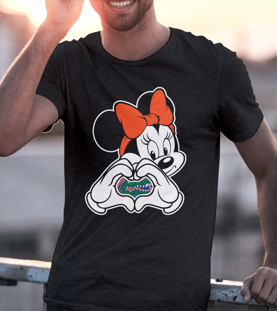 Minnie Mouse Florida Gators Fan Logo Heart Hands T-Shirt