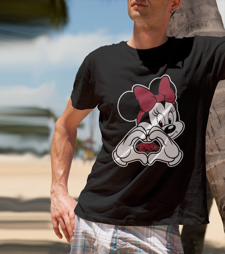 Minnie Mouse Heart Hands Arkansas Razorbacks T-Shirt