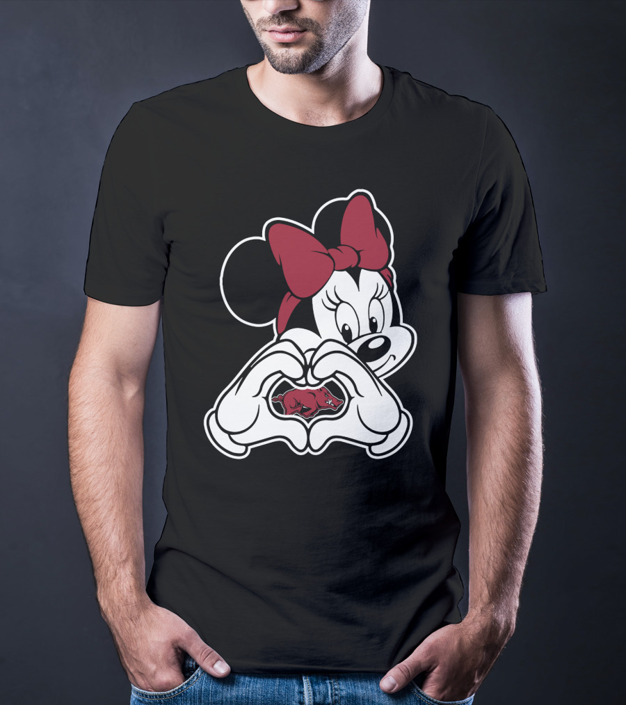 Minnie Mouse Heart Hands Arkansas Razorbacks T-Shirt