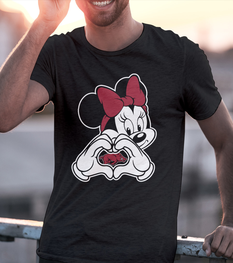 Minnie Mouse Heart Hands Arkansas Razorbacks T-Shirt