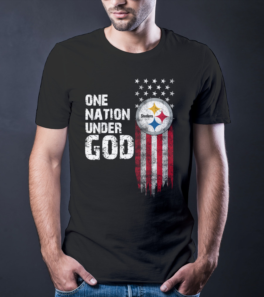 One Nation Under God Pittsburgh Steelers Flag Stars T-Shirt