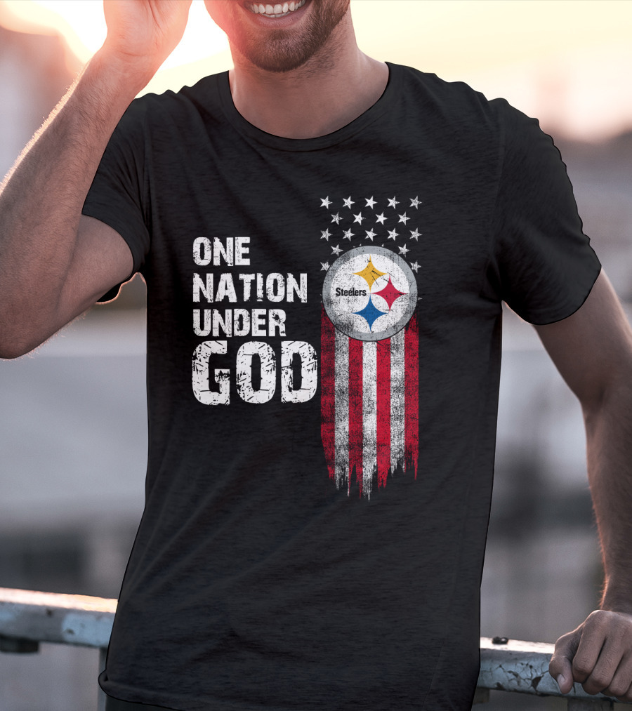 One Nation Under God Pittsburgh Steelers Flag Stars T-Shirt