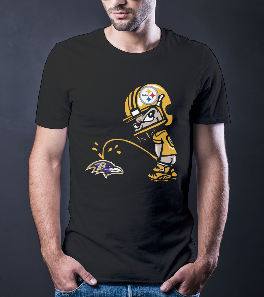 Pittsburgh Steelers Fan And Baltimore Ravens Rivalry Cartoon T-Shirt
