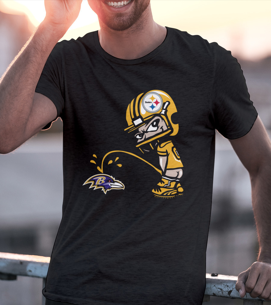 Pittsburgh Steelers Fan And Baltimore Ravens Rivalry Cartoon T-Shirt