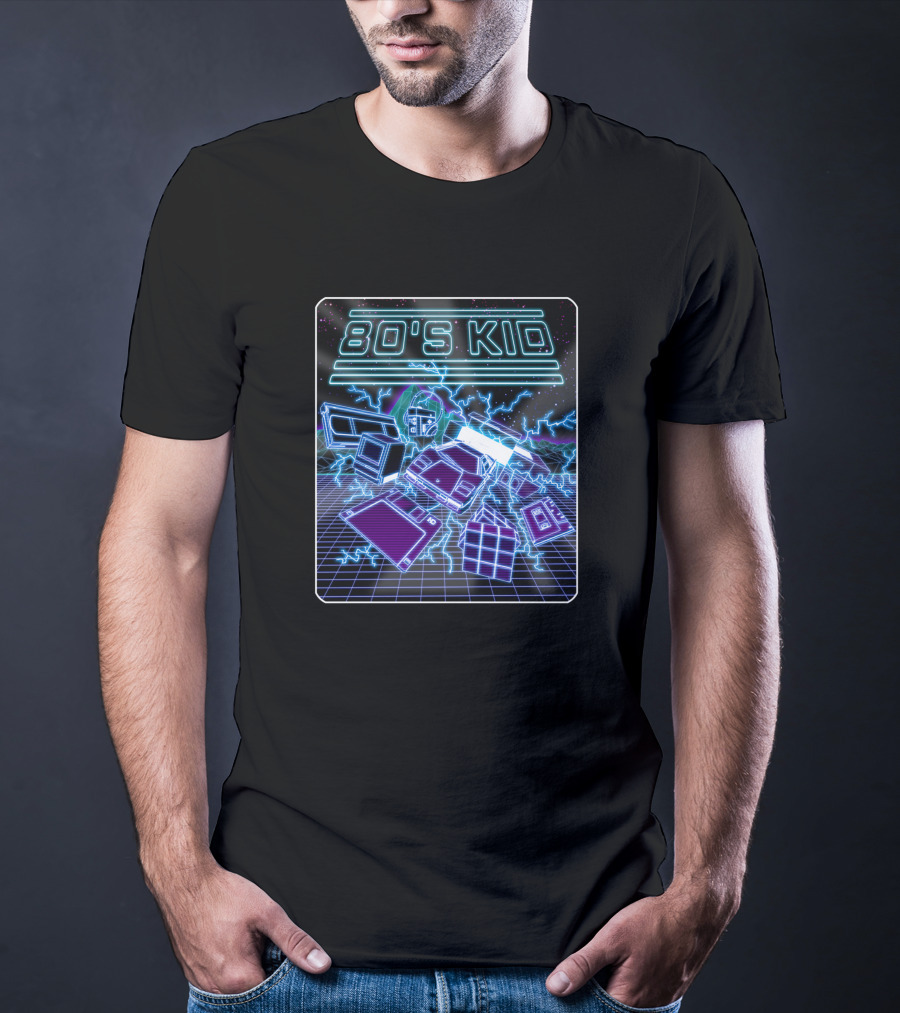 80'S Kid Retro Technology Neon Grid Nostalgia T-Shirt