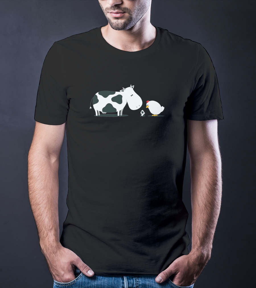 Cow And Chicken With Egg On A Birth Day T-Shirt