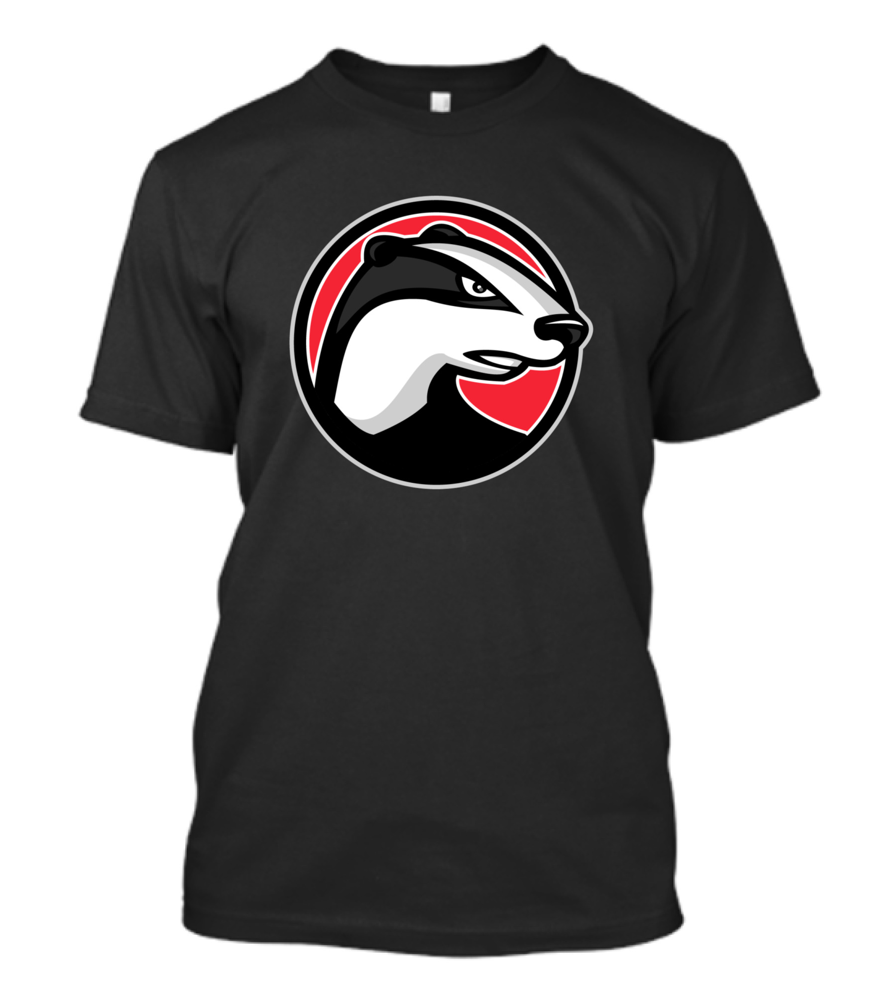 Badger Head Circle Mascot 1018637 Red And Black T-Shirt