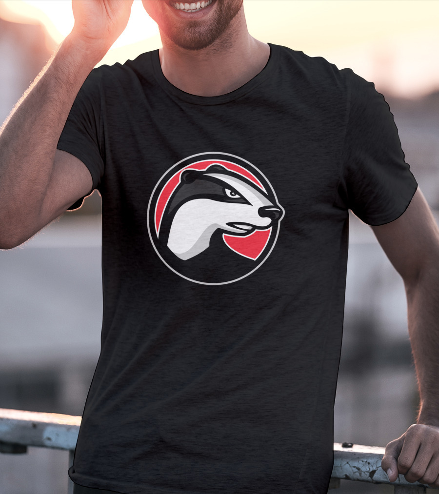 Badger Head Circle Mascot 1018637 Red And Black T-Shirt