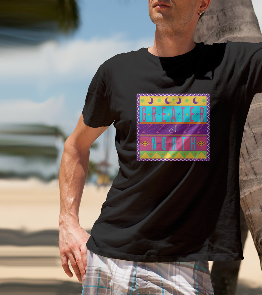 GREATER NORTH 90S Nostalgia Moon Stars Triangles Retro Vibes T-Shirt