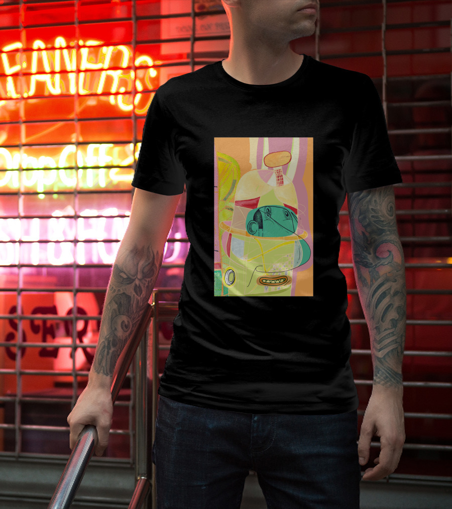 Another Fellow 37074 Abstract Geometric Face T-Shirt