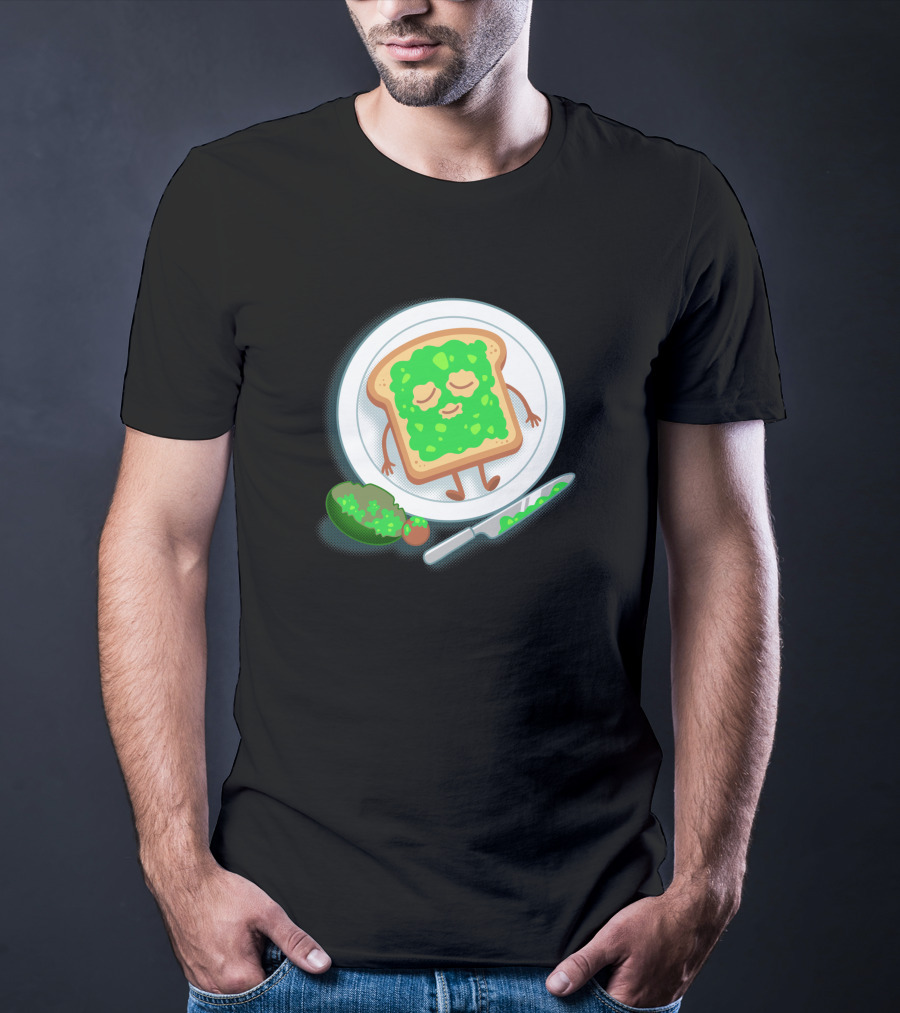 Avospado Toast Character With Avocado And Knife On Plate T-Shirt