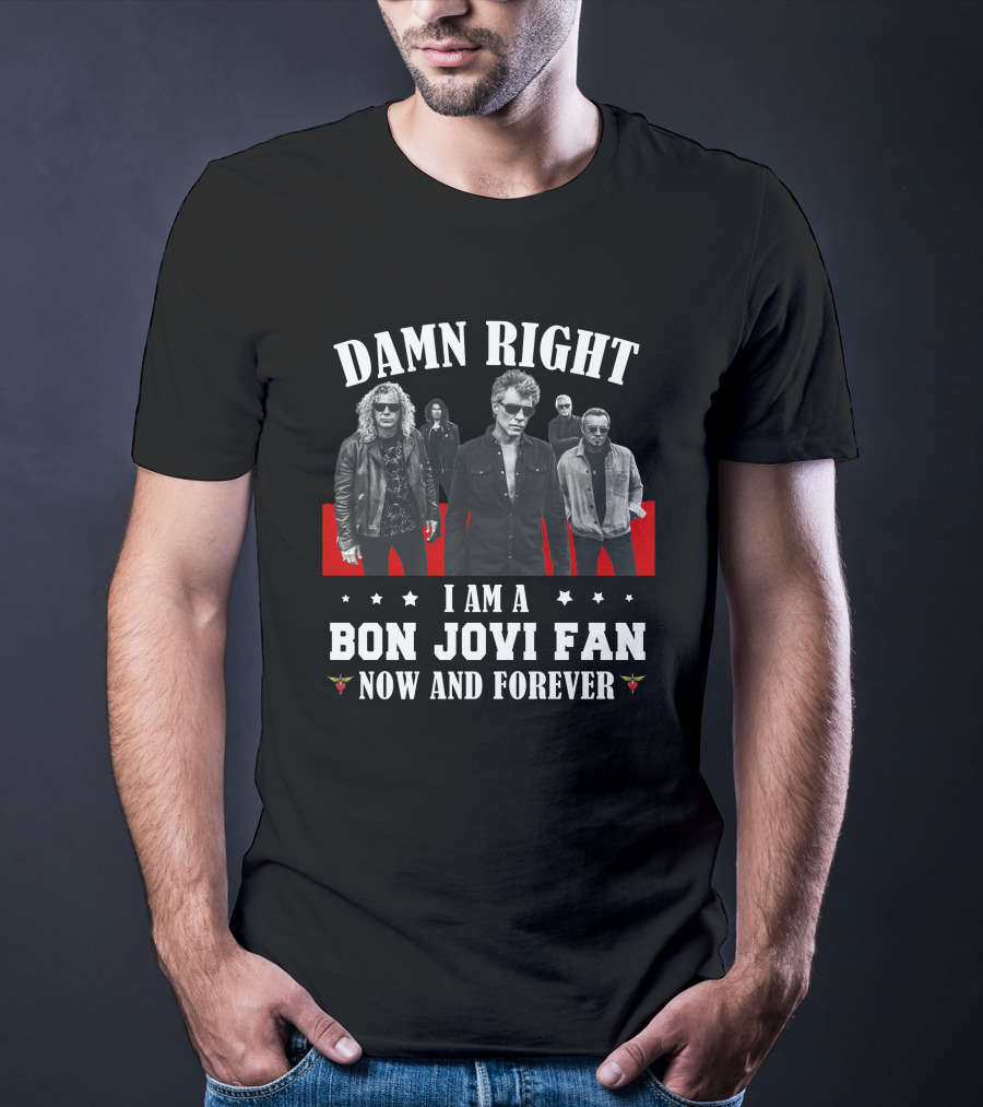 Bon Jovi Band Style BJV 47 Red And Black Ensemble T-Shirt