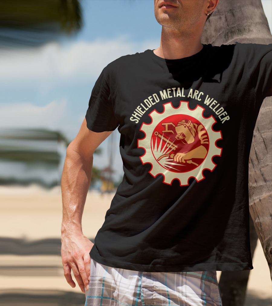 Shielded Metal Arc Welder Graphic With Welding Icon In Industrial Gear T-Shirt