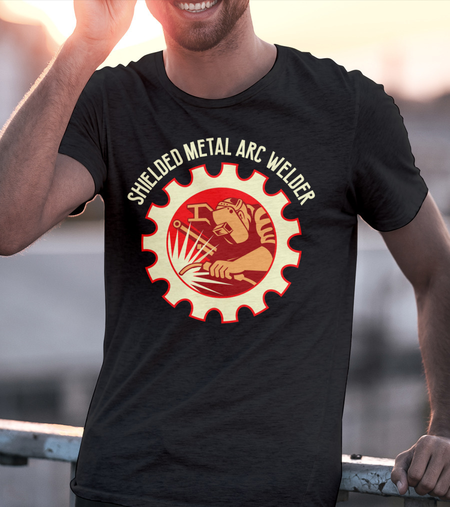 Shielded Metal Arc Welder Graphic With Welding Icon In Industrial Gear T-Shirt