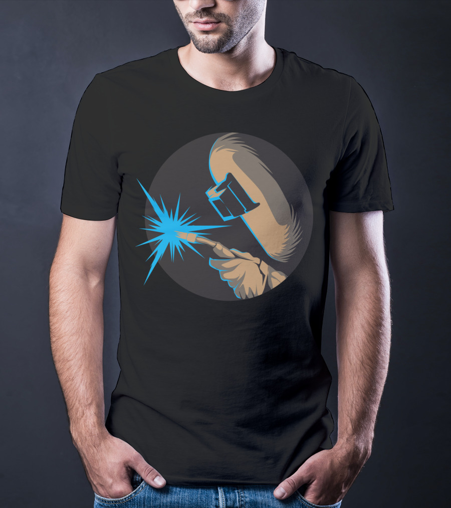 Metal Arc Welder Spark With Helmet And Glove Welding Engineer T-Shirt