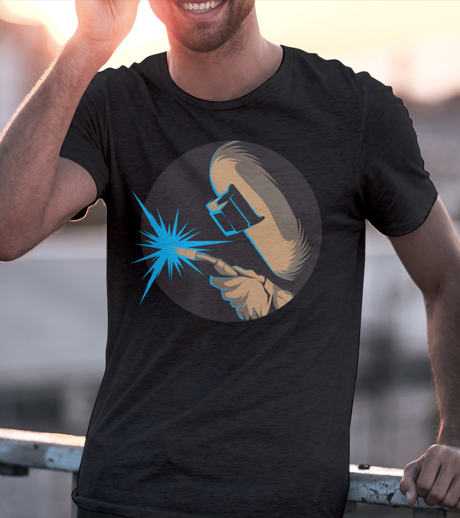 Metal Arc Welder Spark With Helmet And Glove Welding Engineer T-Shirt