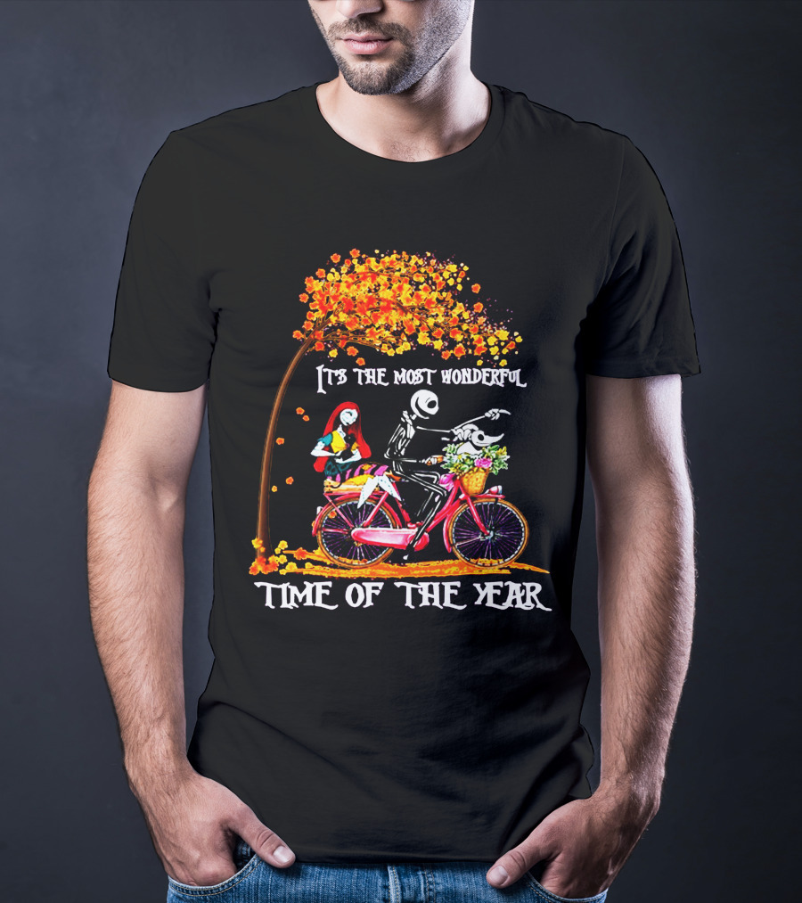 IT'S THE MOST WONDERFUL TIME OF THE YEAR Halloween Characters Riding Bike T-Shirt