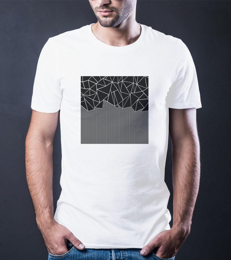 Ab Lines Down Black Geometric Abstract T-Shirt