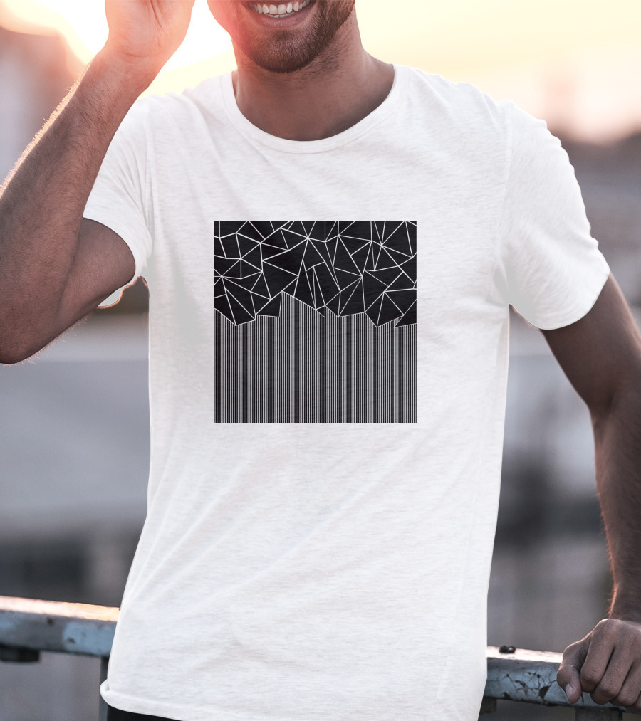 Ab Lines Down Black Geometric Abstract T-Shirt