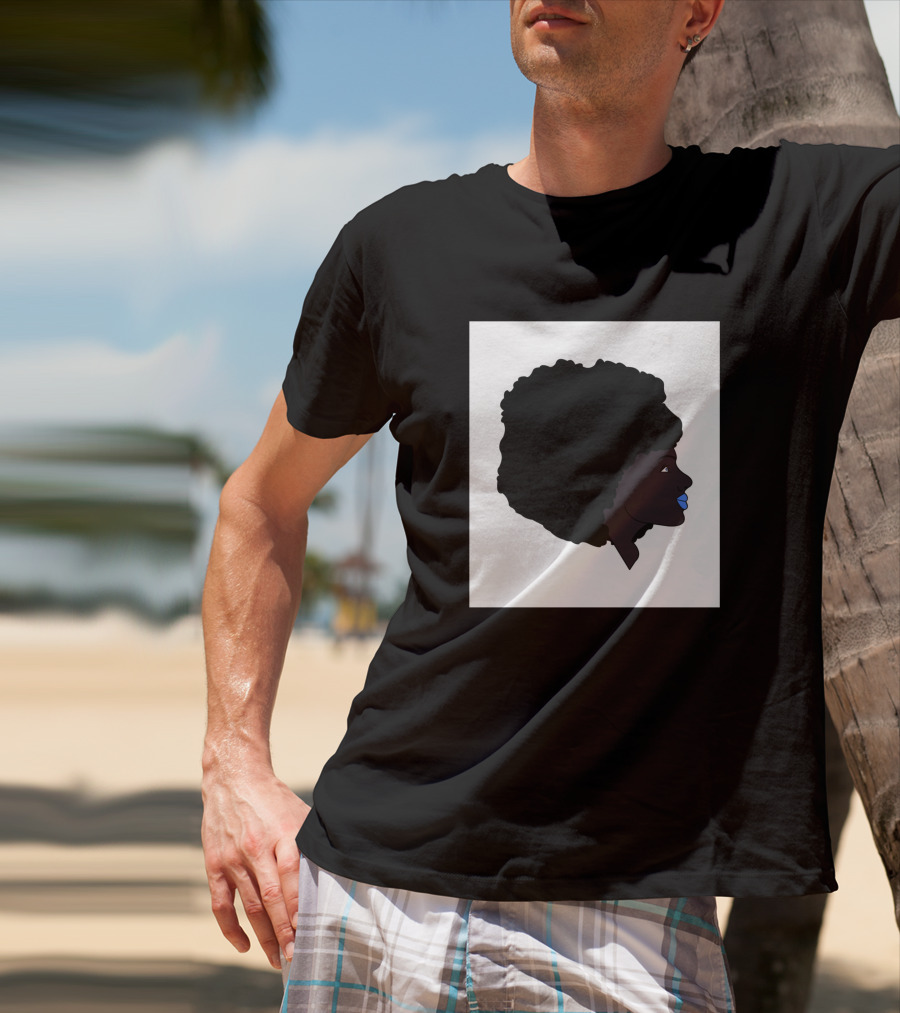 Afro Girl Silhouette With Blue Lips 751942 T-Shirt