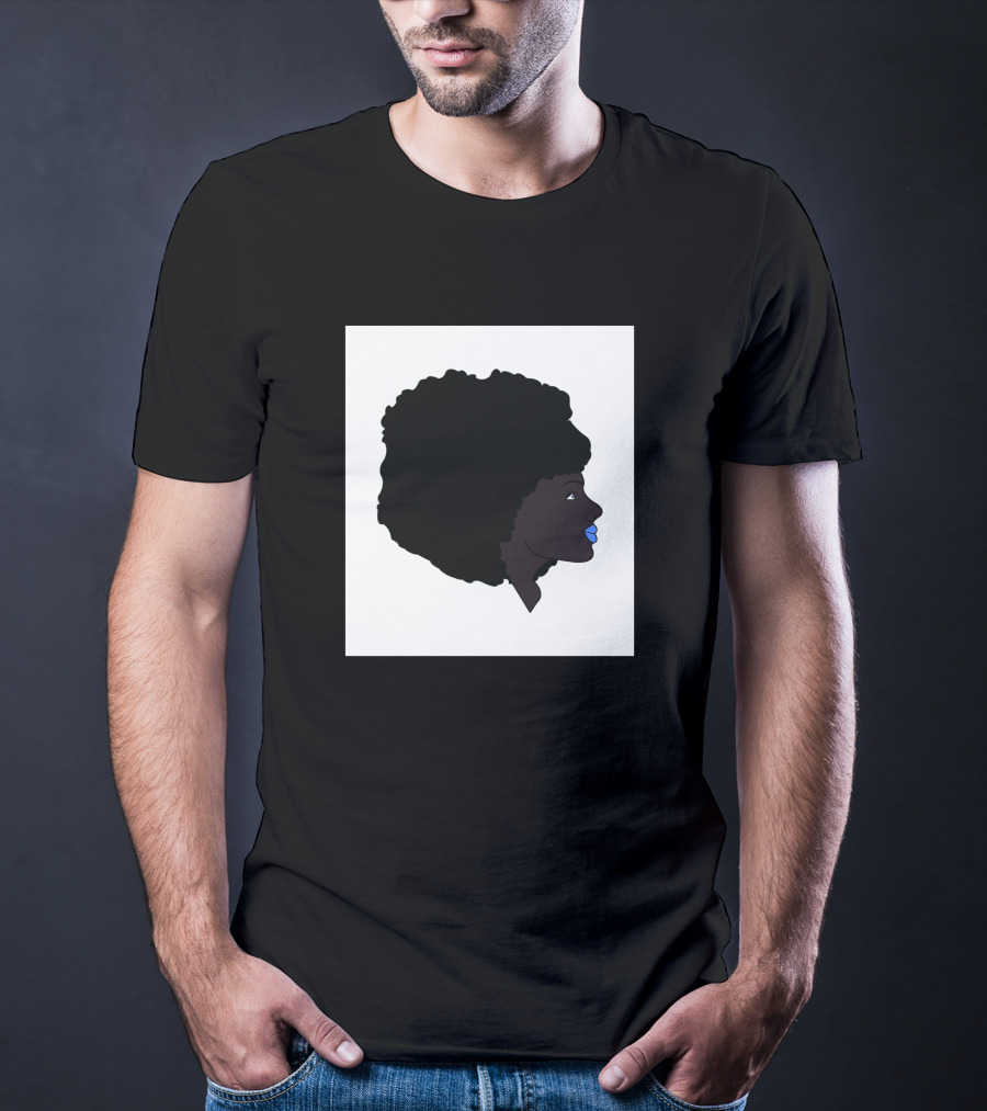 Afro Girl Silhouette With Blue Lips 751942 T-Shirt