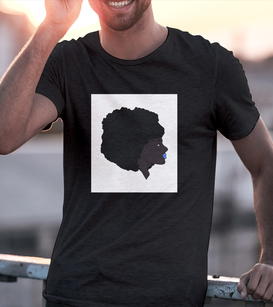Afro Girl Silhouette With Blue Lips 751942 T-Shirt