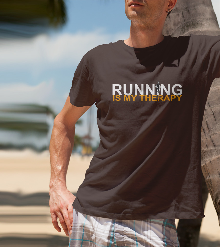 RUNNING IS MY THERAPY Jogger Icon In Letter N T-Shirt