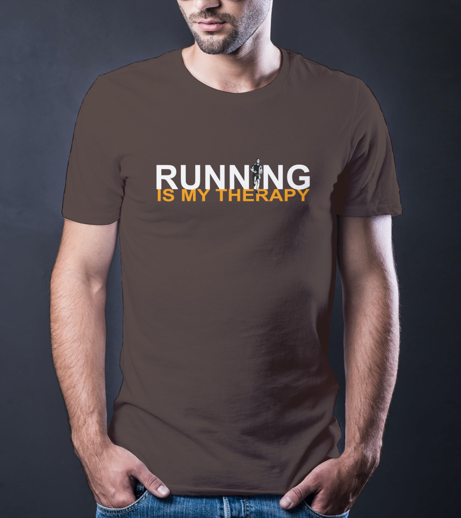 RUNNING IS MY THERAPY Jogger Icon In Letter N T-Shirt
