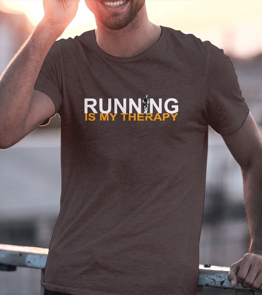 RUNNING IS MY THERAPY Jogger Icon In Letter N T-Shirt