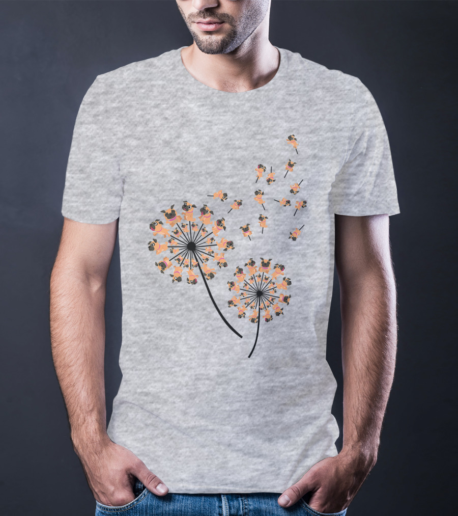 Pug Blossoms In Dandelion Puff Transformation T-Shirt