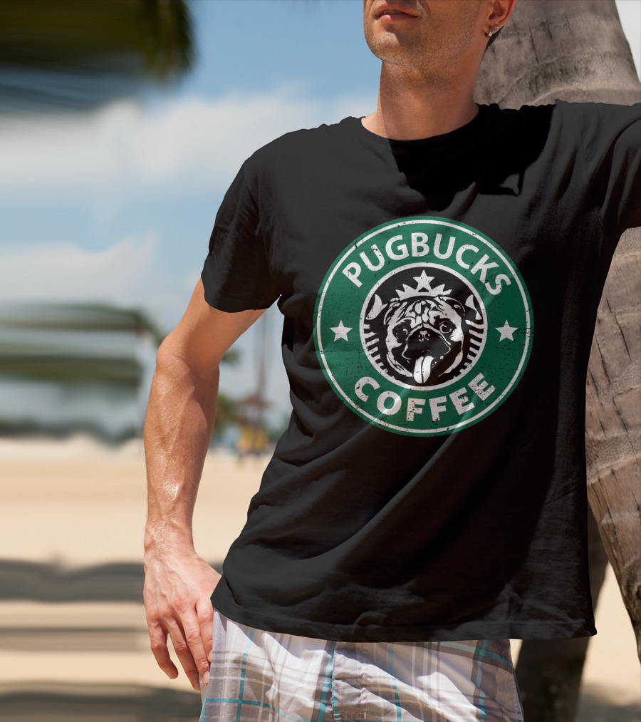 Pugbucks Coffee Logo Parody With Cute Pug T-Shirt