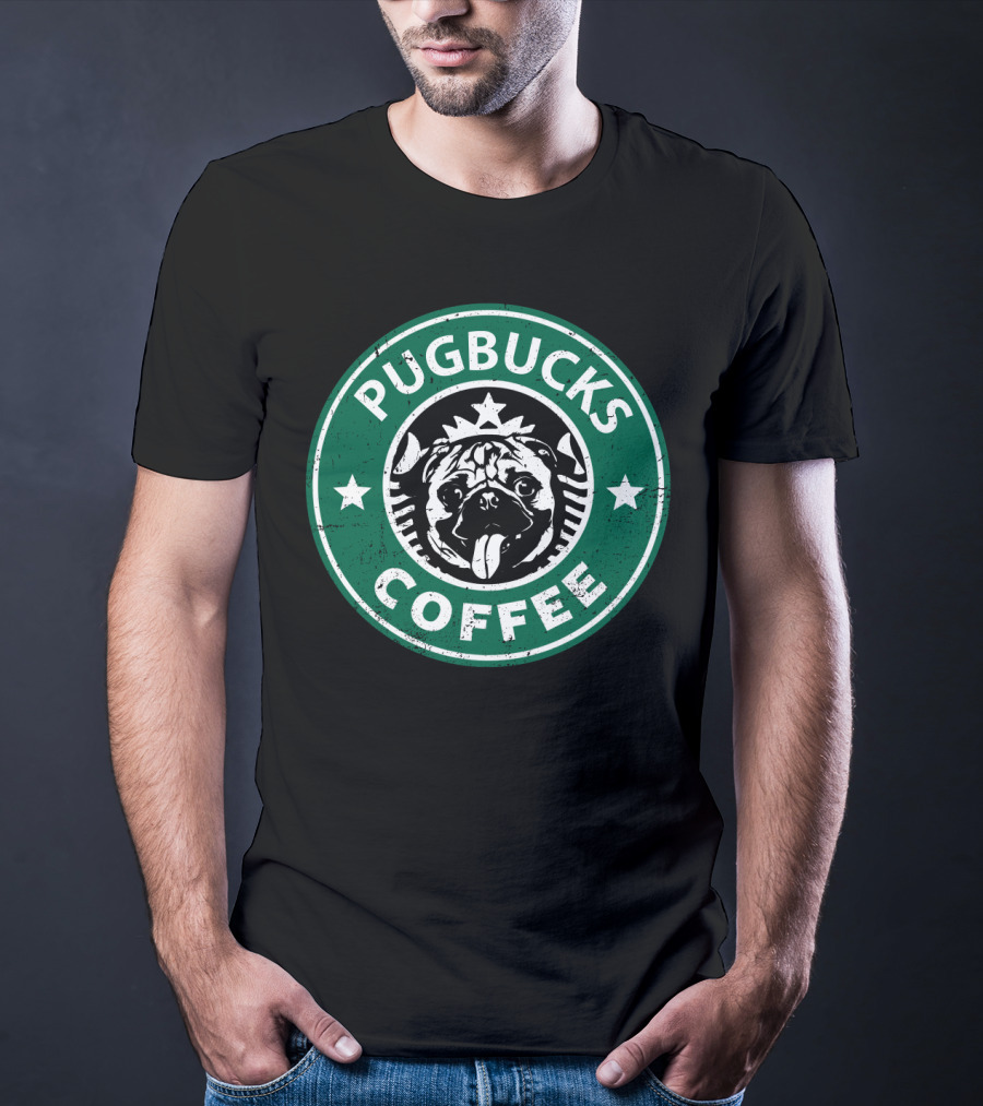 Pugbucks Coffee Logo Parody With Cute Pug T-Shirt