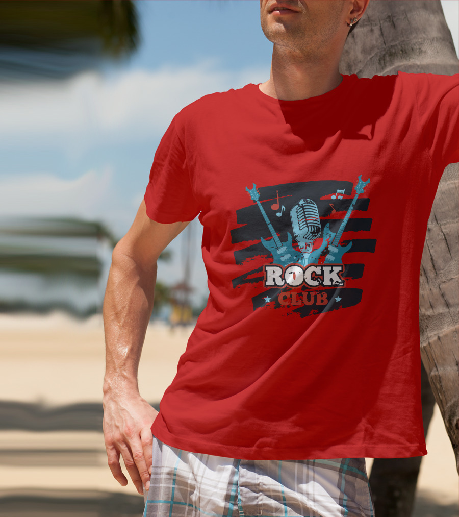 Rock Club Microphone And Guitars For Rock And Roll Hip Hop Rock Music T-Shirt