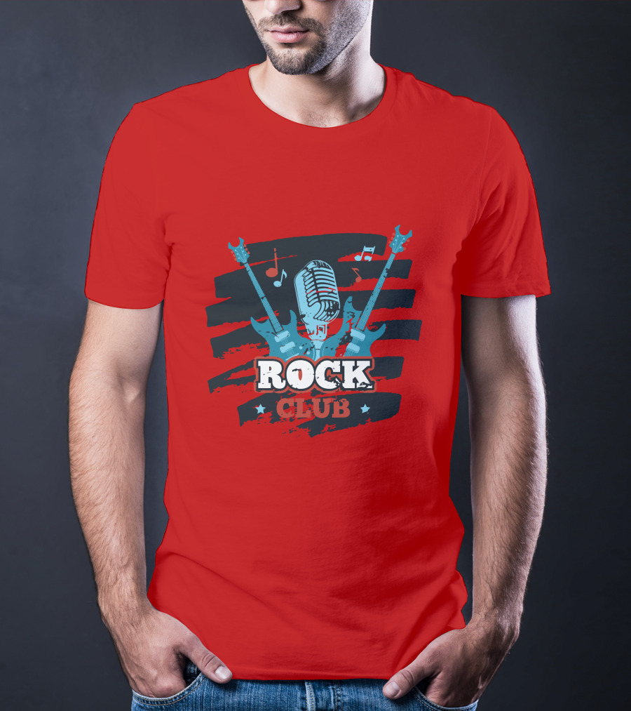 Rock Club Microphone And Guitars For Rock And Roll Hip Hop Rock Music T-Shirt