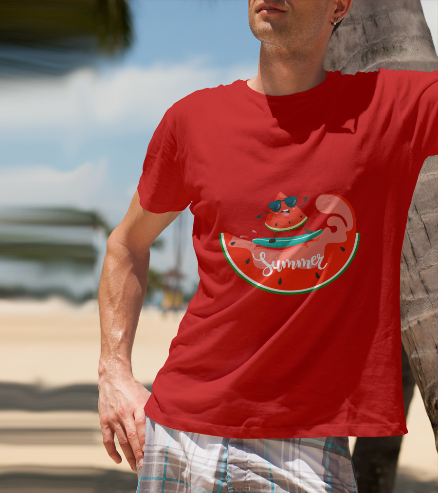 Summer Vacation Watermelon Surfing Trip Fun T-Shirt