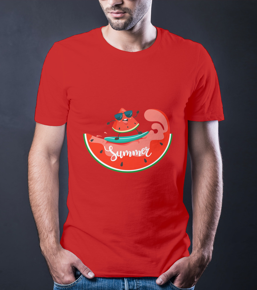 Summer Vacation Watermelon Surfing Trip Fun T-Shirt