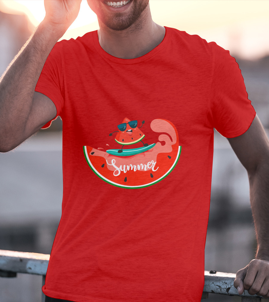 Summer Vacation Watermelon Surfing Trip Fun T-Shirt