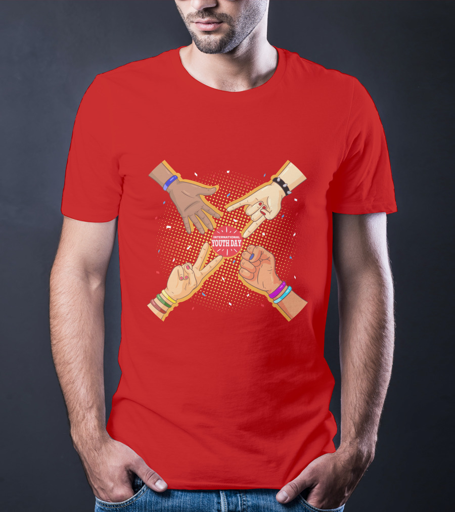 International Youth Day Celebration With Vibrant Hand Gestures T-Shirt