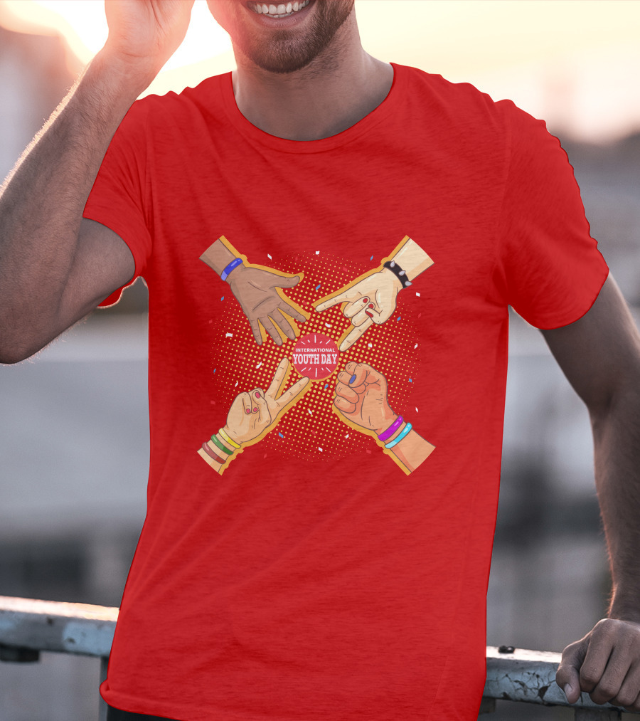 International Youth Day Celebration With Vibrant Hand Gestures T-Shirt