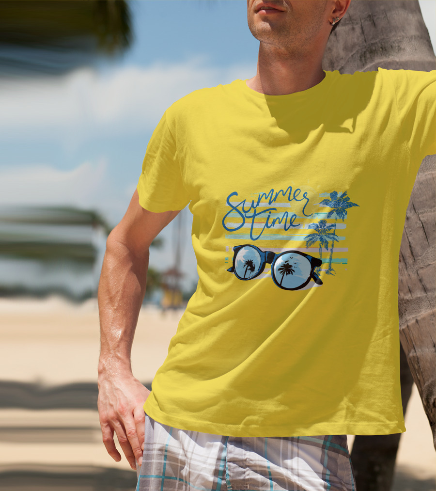 Summer Time Sunglasses Palm Trees Beach T-Shirt