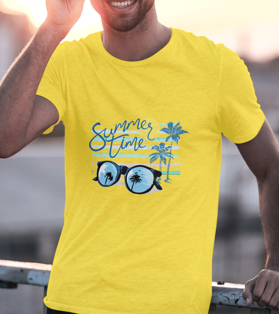 Summer Time Sunglasses Palm Trees Beach T-Shirt