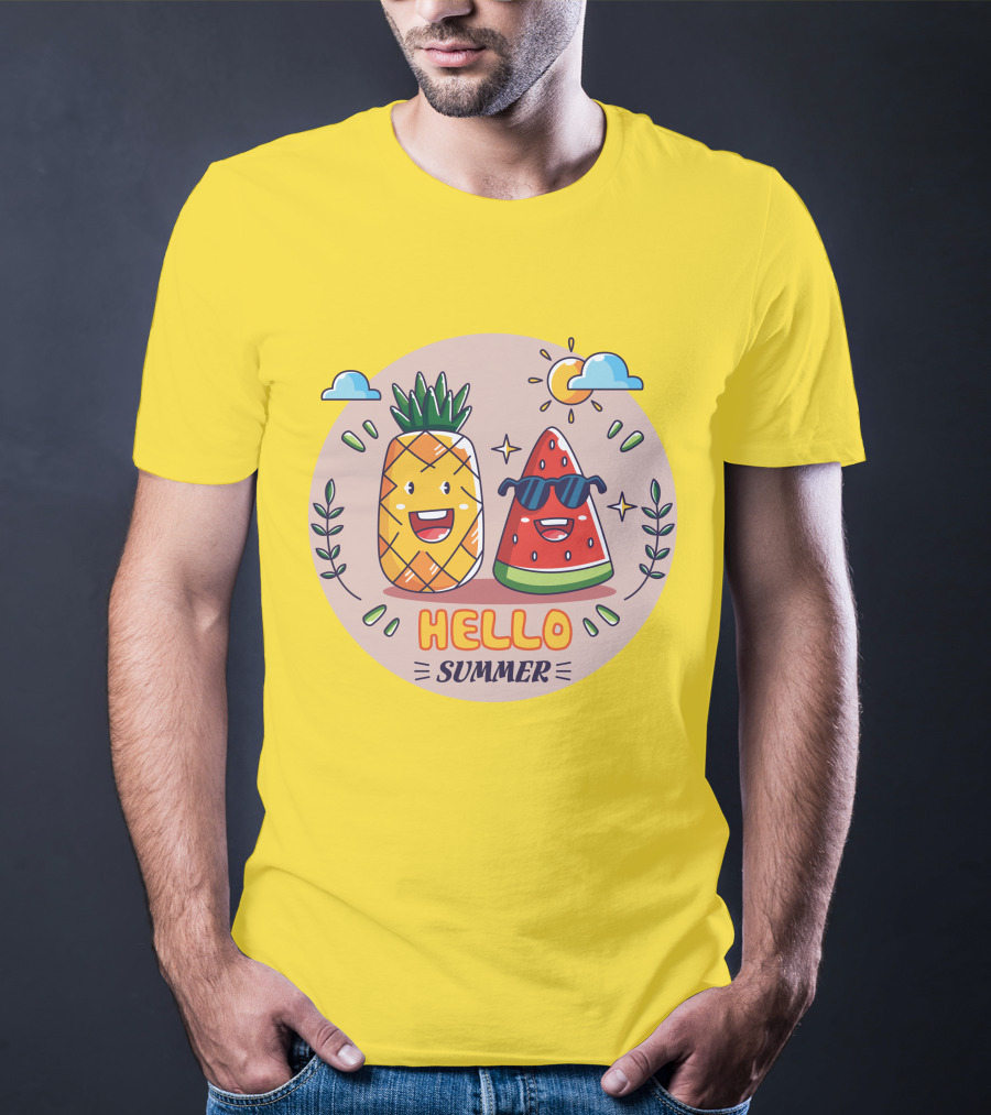 Hello Summer Pineapple And Watermelon Friends T-Shirt