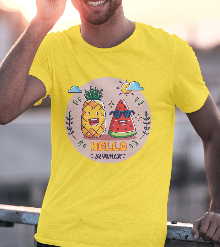Hello Summer Pineapple And Watermelon Friends T-Shirt
