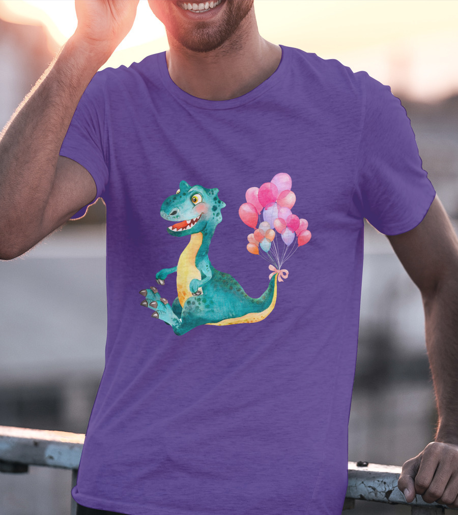 Dinosaur With Colorful Balloons T-Shirt