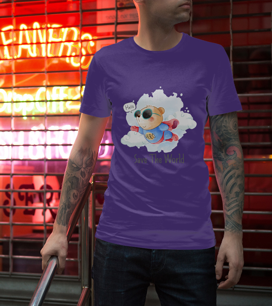Hello Hero Bear Save The World T-Shirt