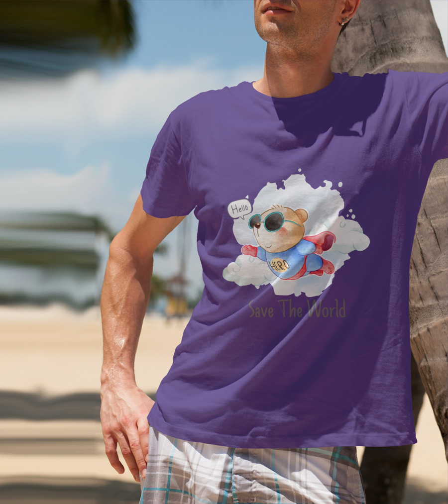 Hello Hero Bear Save The World T-Shirt